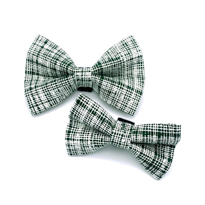 Green Crosshatch Dog Bow Tie