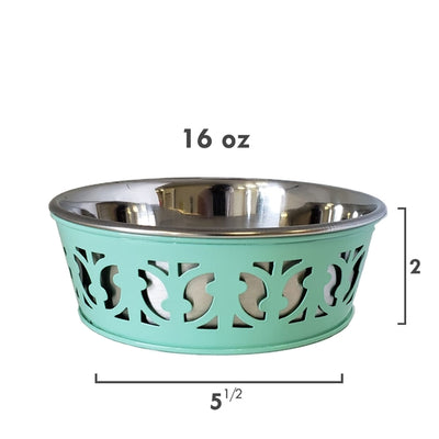 Eco-friendly Stainless Steel Farmhouse Dog Bowl - Mint Green
